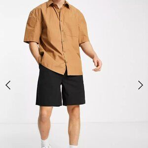 ASOS boxy chino shorts in black